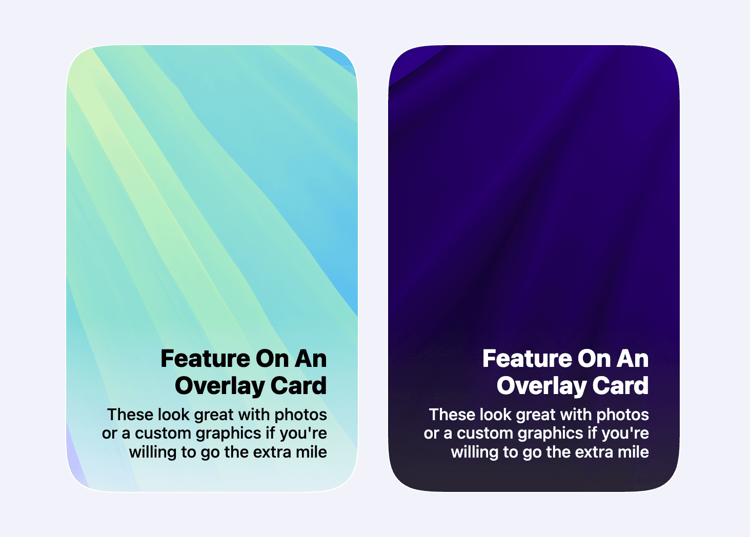 Examples of the automatically adjusted text color based on background brightness