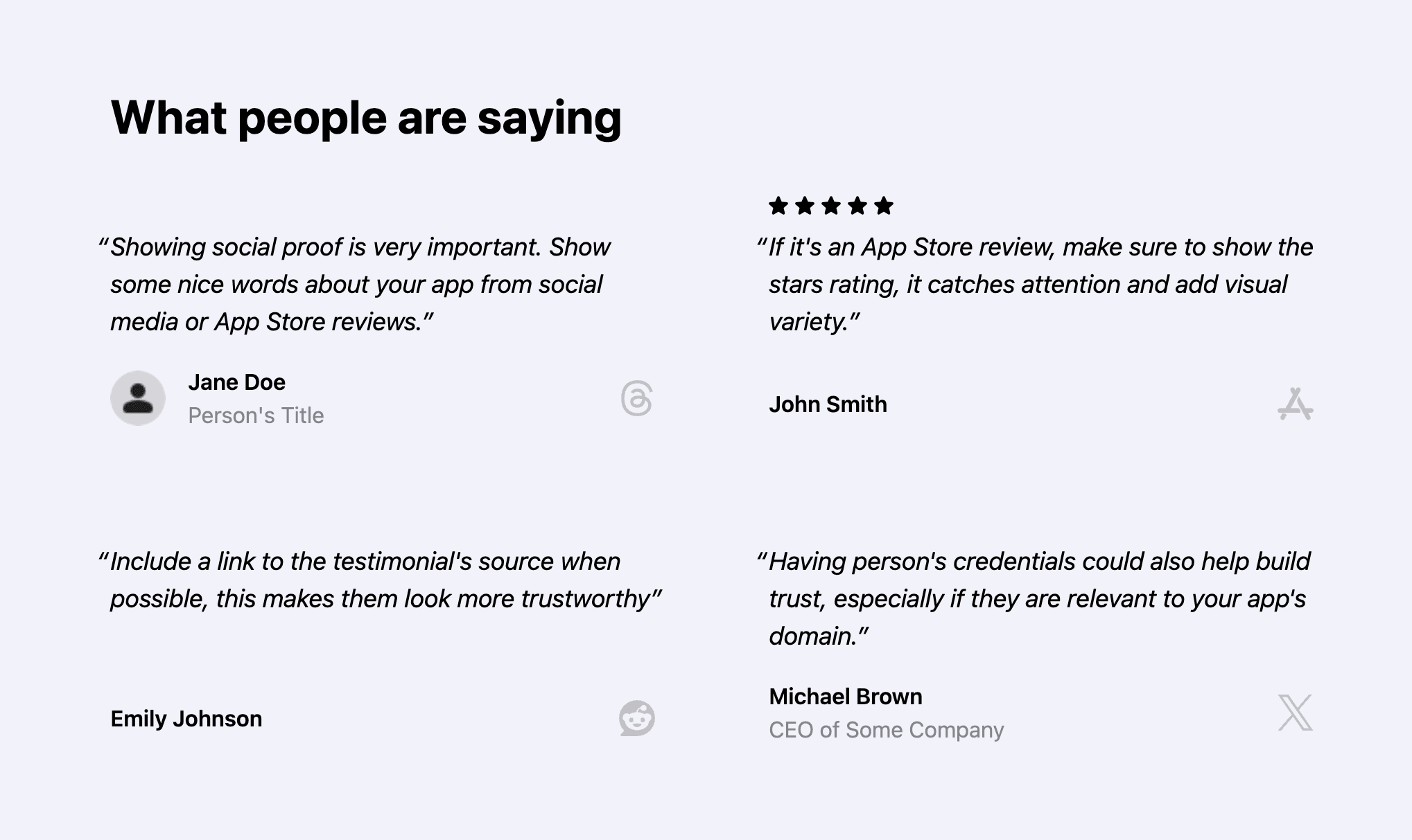 Preview of testimonials grid