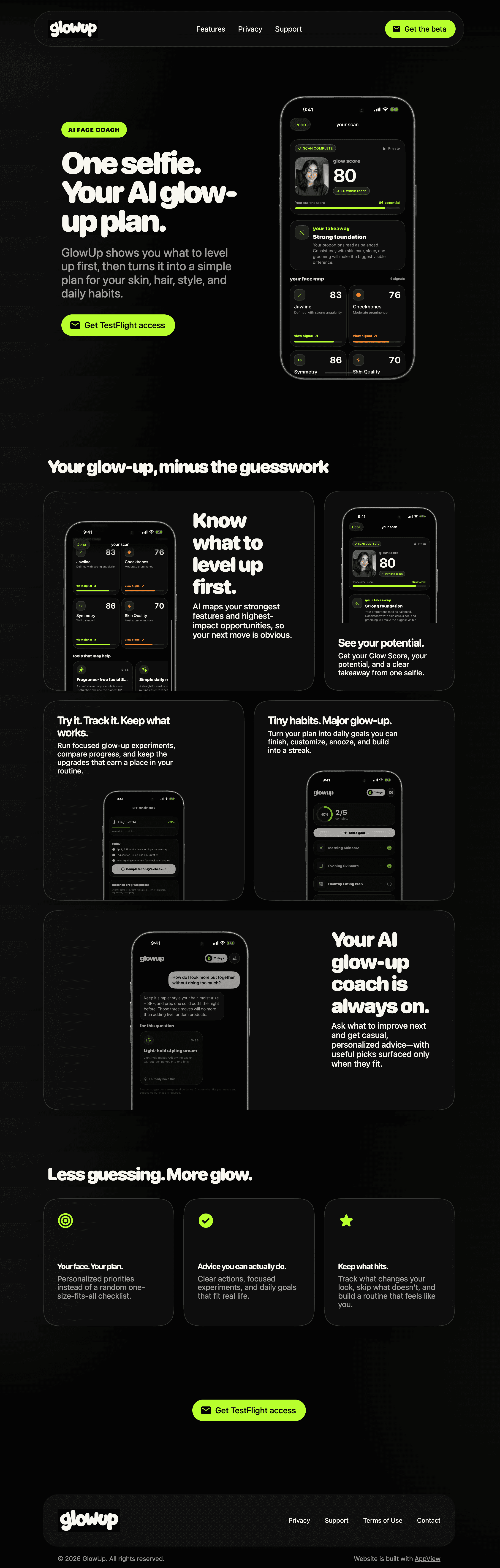 glowupcoach.app website screenshot