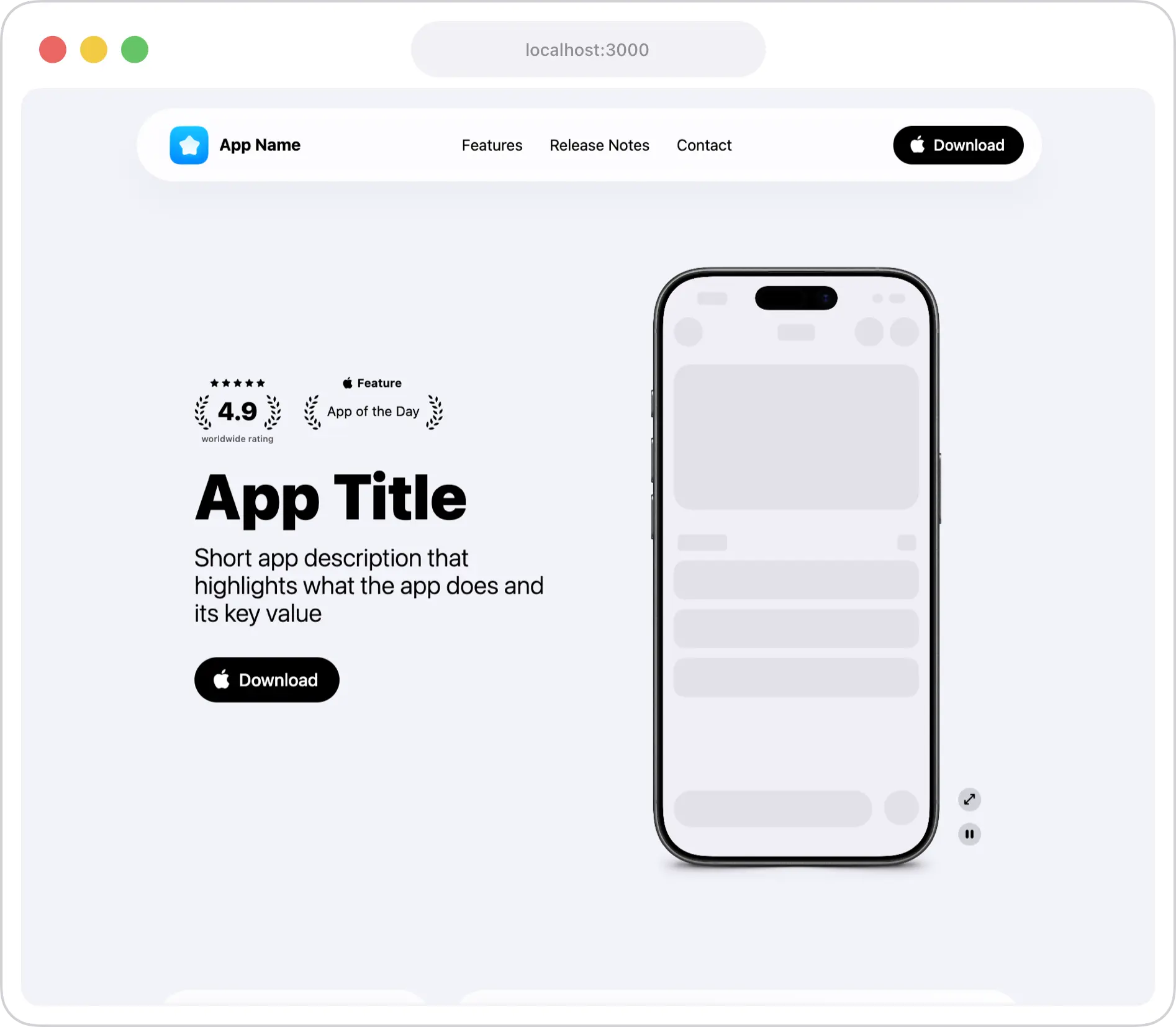 AppView default template screenshot